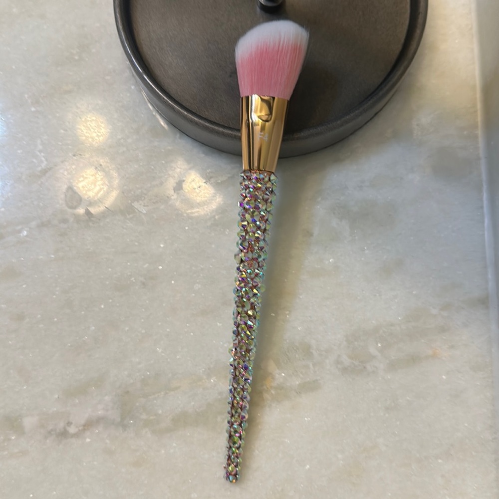 Blinged brushes diamond studded angled powder brush, brand new! Pink & Gold